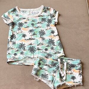 Mudd Kids Palm Tree Pajama Set - Green and Black